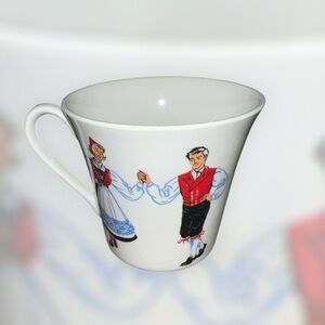 Vintage Figgjo Flint Norway Hardanger Dancers Coffee Tea Cup 3" 6 oz